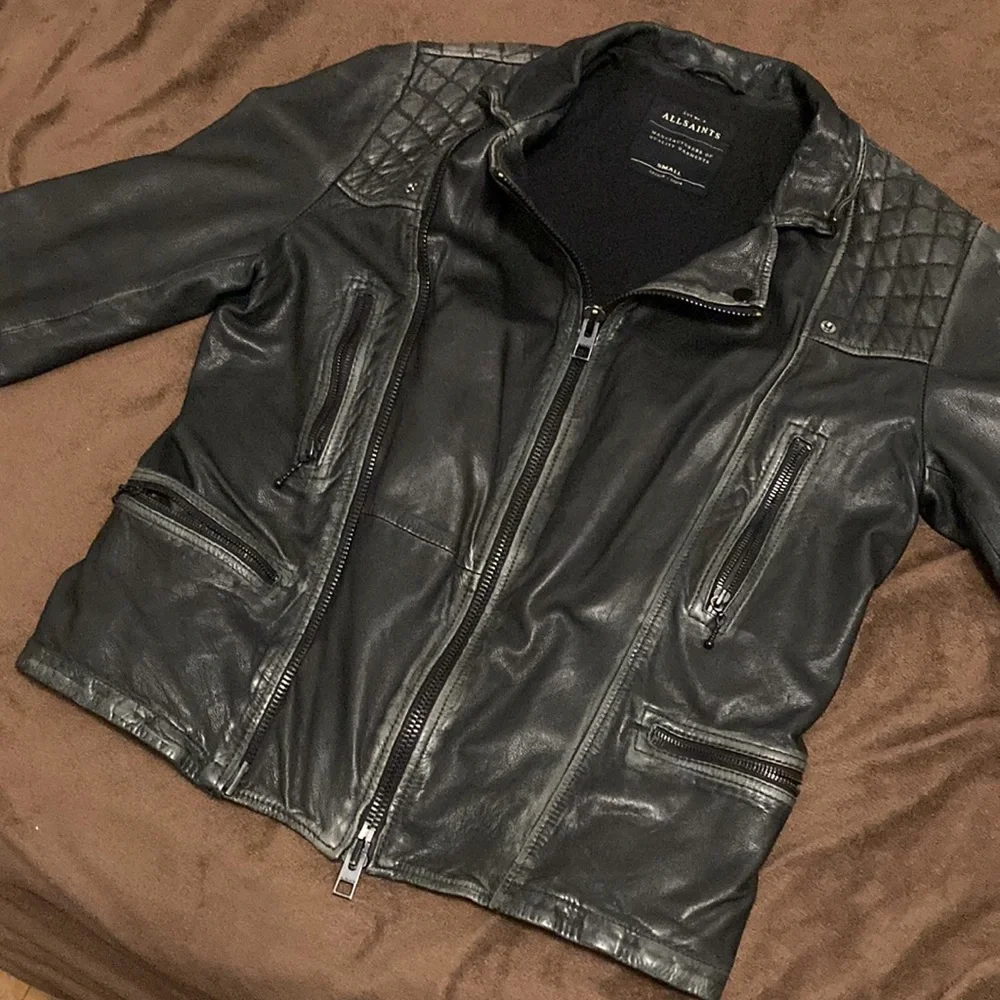All Saints Black Leather Jacket - Picture 2 of 16
